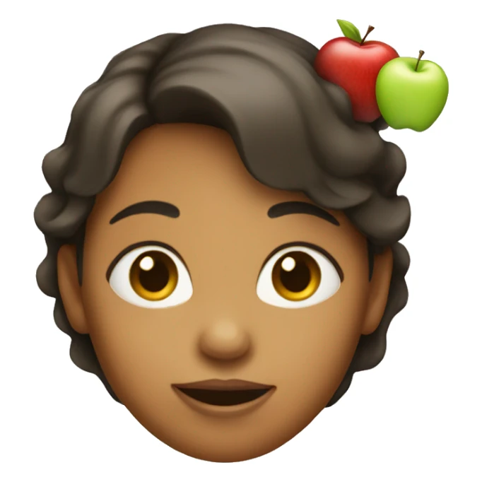 A woman holding a Apple for a kid sticker
