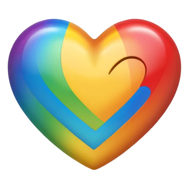 Make a heart into emoji rainbow heart sticker