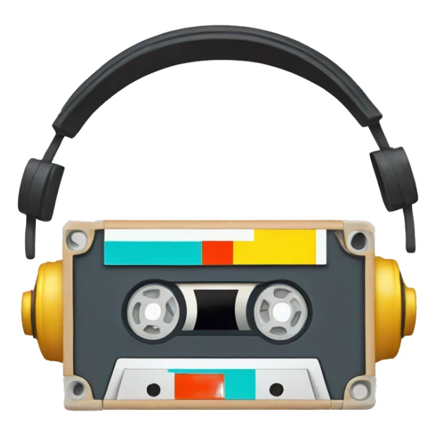 Cassette tape and headphones sticker