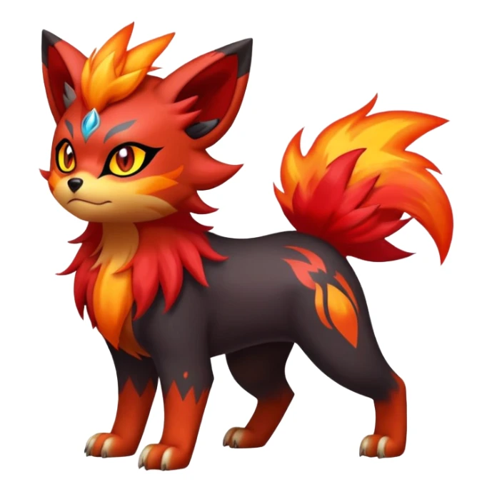 Zorua-Pyroar-Litten-Fakémon-hybrid-creature (full body)  sticker
