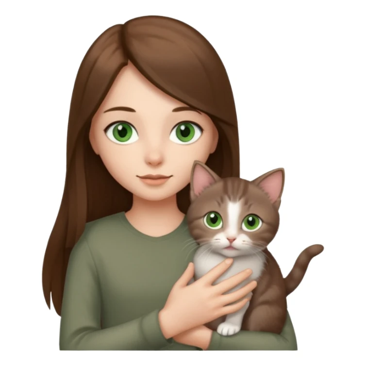 make it with greener eyes and straight long hair with grey kitten sticker