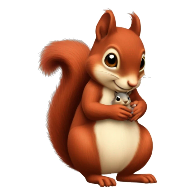  Realistic red Mama squirrel holding hand of baby squire sticker