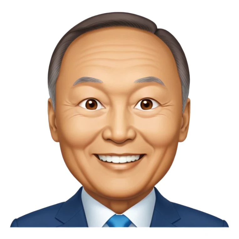 Former President Nursultan Nazarbayev with brown skin smiles nervously sticker