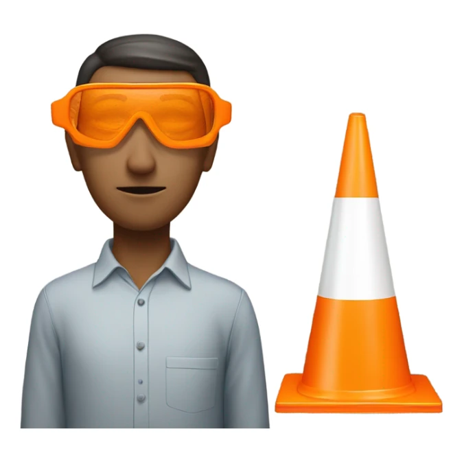 Human with orange trafic cone in front of his eyes sticker