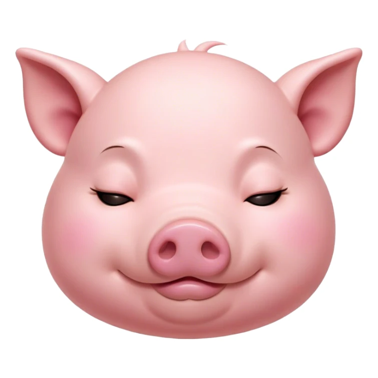 Meme-Worthy Cute Sleeping Pig Portrait Emoji, Head resting peacefully with a contented smile, showcasing a delightfully stout build and a luxuriously soft rosy-pink hide, eyes shut in a serene, restful nap, Simplified yet hilariously adorable features, highly detailed, glowing with a soft, drowsy light, high shine, relaxed and utterly lovable, stylized with an air of playful laziness, bright and heartwarming, soft glowing outline, capturing the essence of a comically sleepy pig, so meme-worthy it feels like it could instantly become the next viral sensation of adorable slumber! sticker