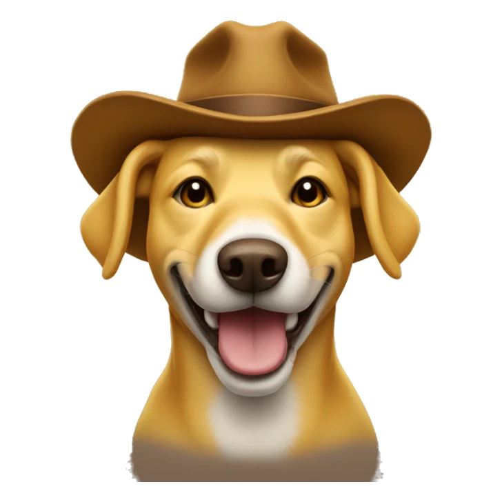 Yellow dog wearing a brown hat smiling sticker