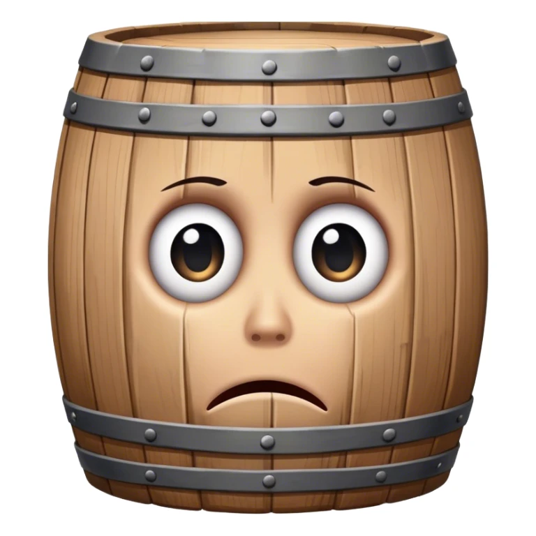 Wooden barrel with sad eyes , he is hopeless   sticker