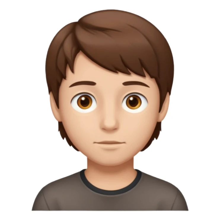 a boy with brown hair and brown eyes sticker