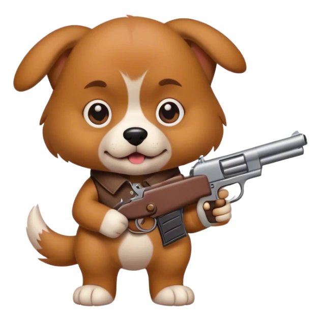 Dog holding a gun sticker