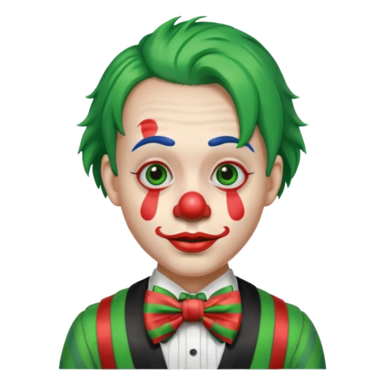 Clown with striped bow tie, green hair sticker