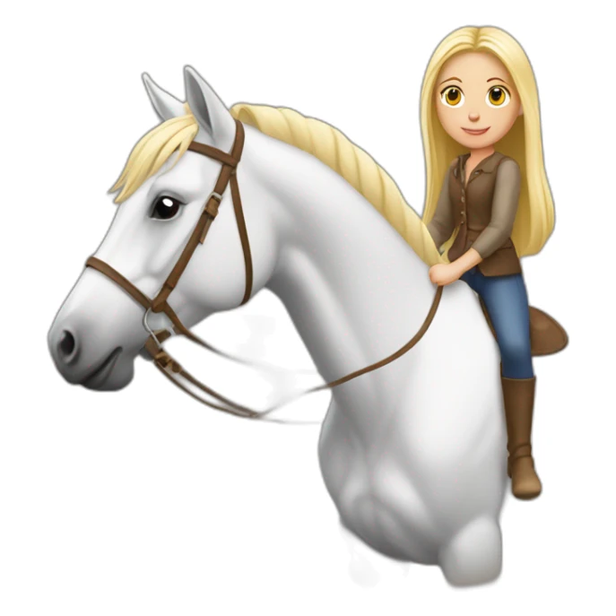 Une fille blonde avec un cheval blanc sticker