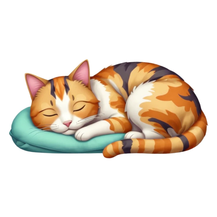 full body colourful light patched calico tabby cat sleeping sticker