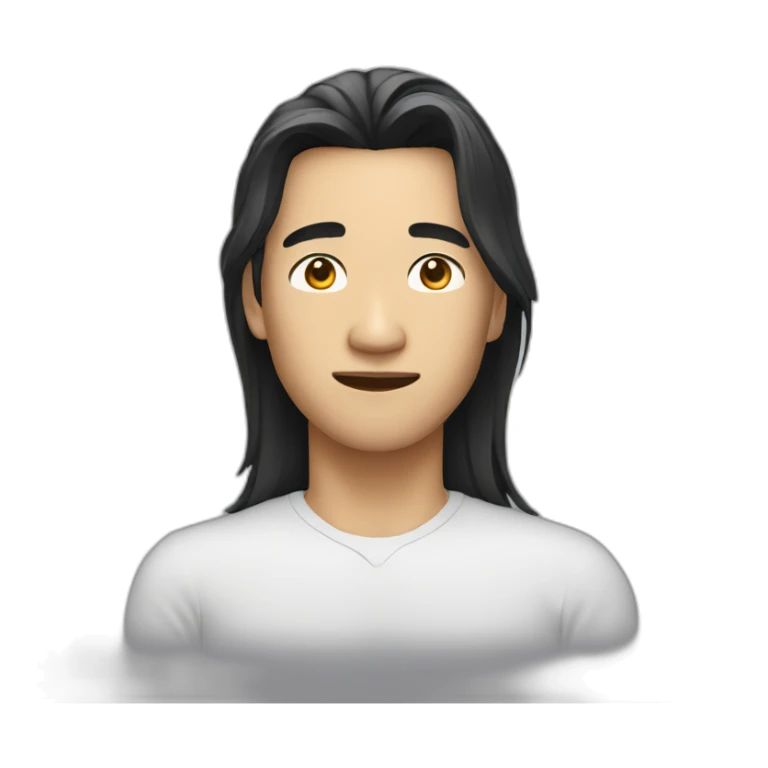asian male with flow long haircut sticker