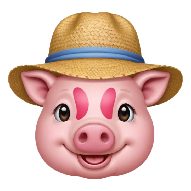 Farmer Pig – pink pig wearing straw hat and smiling sticker