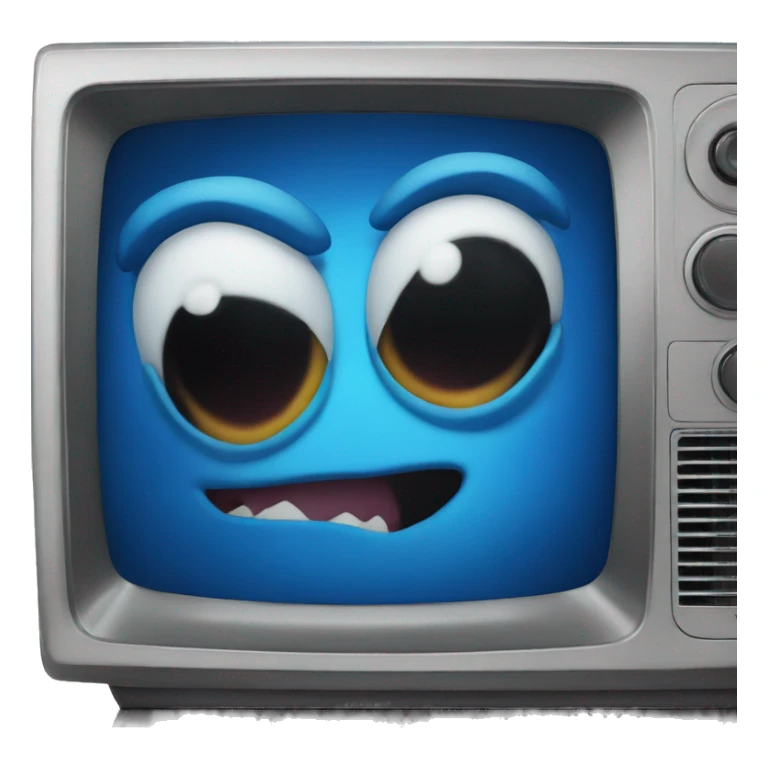 blue monster comes out of the TV set sticker