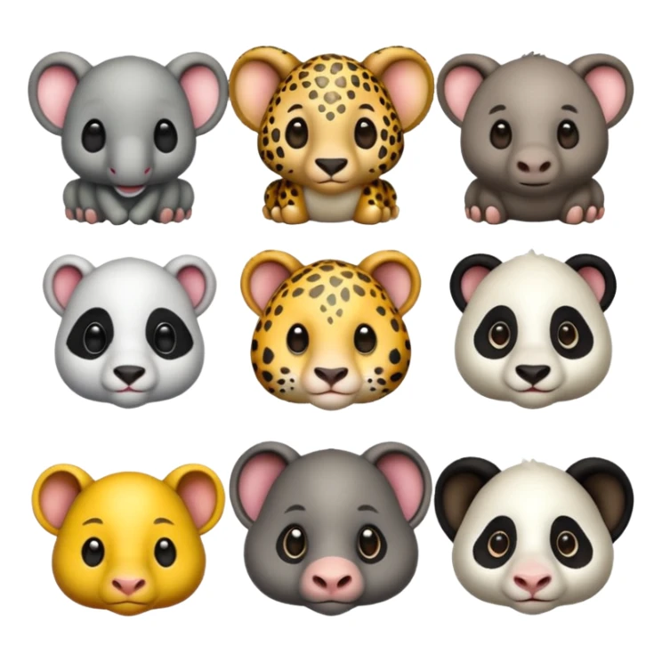 leopard, elephant, frog, goat, panda, and koala all together sticker