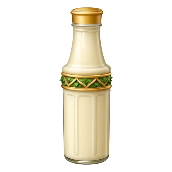 Creamy salad dressing in a bottle shaped like a roman pillar sticker