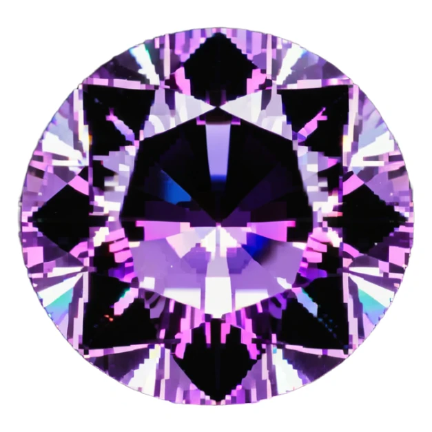 Round cut kunzite gemstone with holographic rainbow reflections, pink-purple crystal gem with brilliant facets sticker