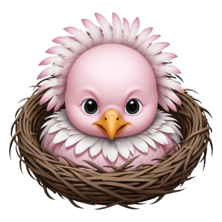 albino baby crow in nest sticker