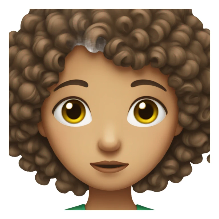Really Sad girl with green eyes and curly brown hair sticker