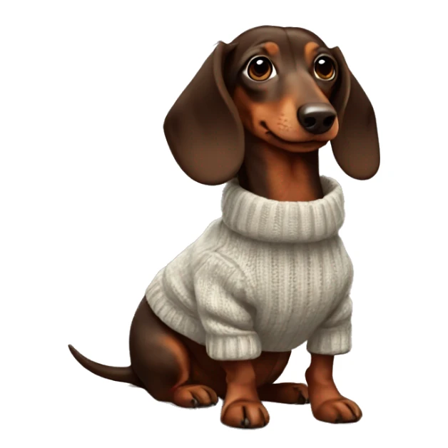 Dark Brown Long-haired dachshund in sweater  sticker