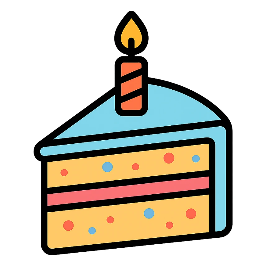 slice of pastel funfetti birthday cake sticker