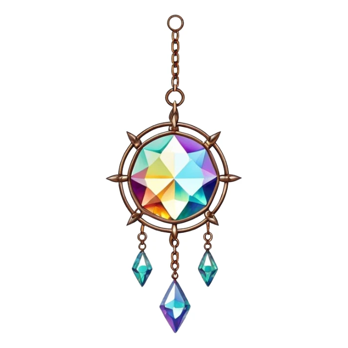 Hanging chained sun-catcher with crystal gemstones  sticker