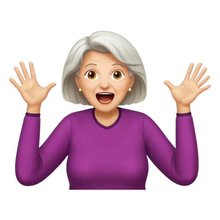 Older Woman jumping screaming and word “fraud” in a bubble sticker