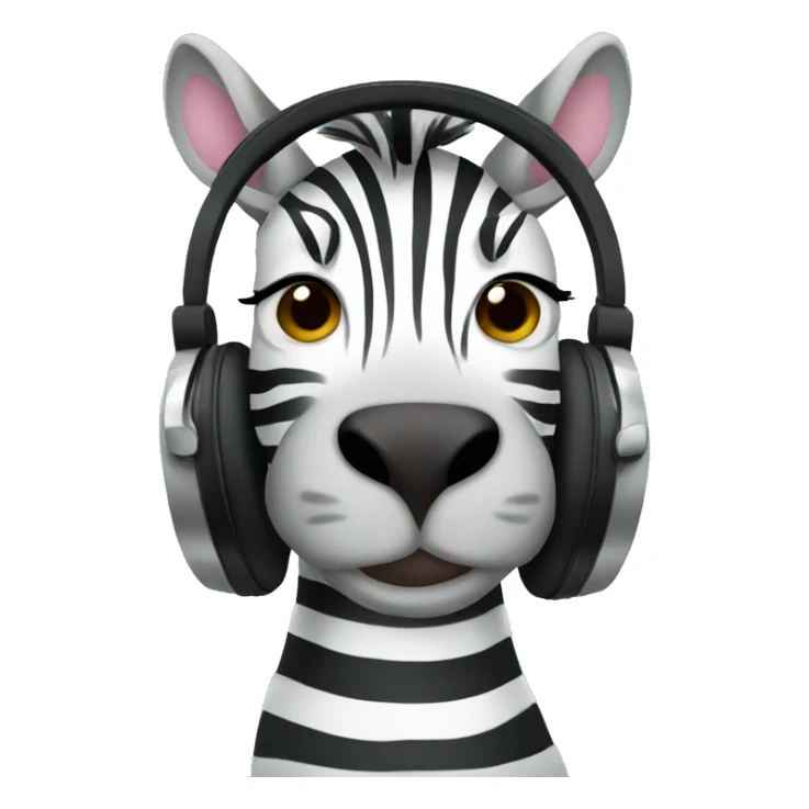 zebra with black headphones and hoodie sticker