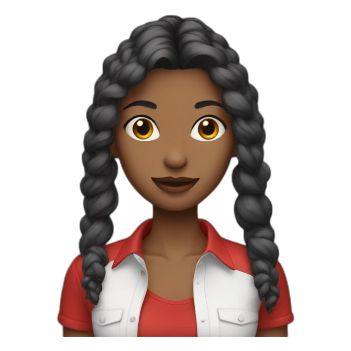 model wearing red shirt sticker