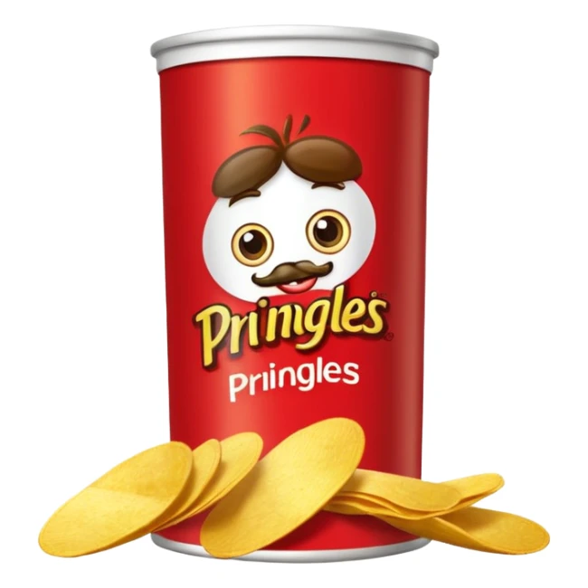 Draw a tall Prinnngles can with the red label & stack of chips beside it. sticker