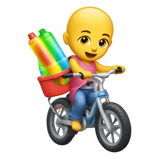 Baby on bike shooting water gun  sticker