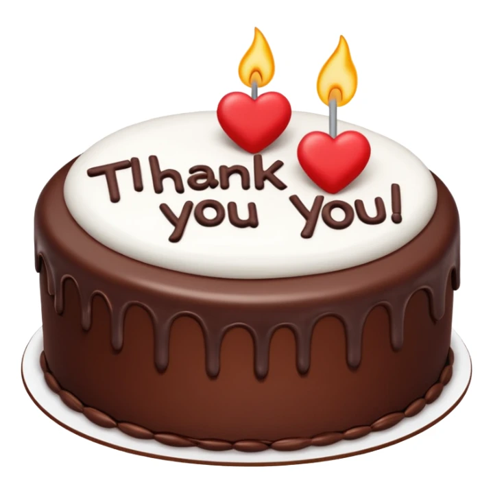 thank you written in frosting on a cake sticker