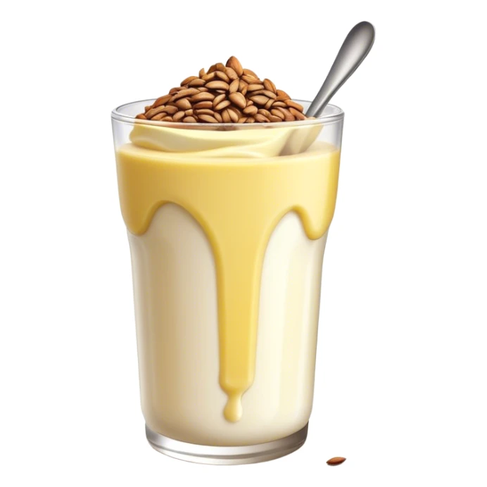 Banana yogurt with flax seeds on top sticker