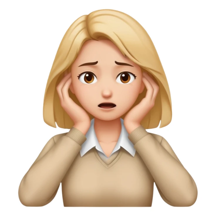 Girl With hands on neck stressed  sticker
