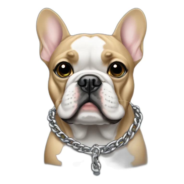 a black French bulldog wearing a chain sticker