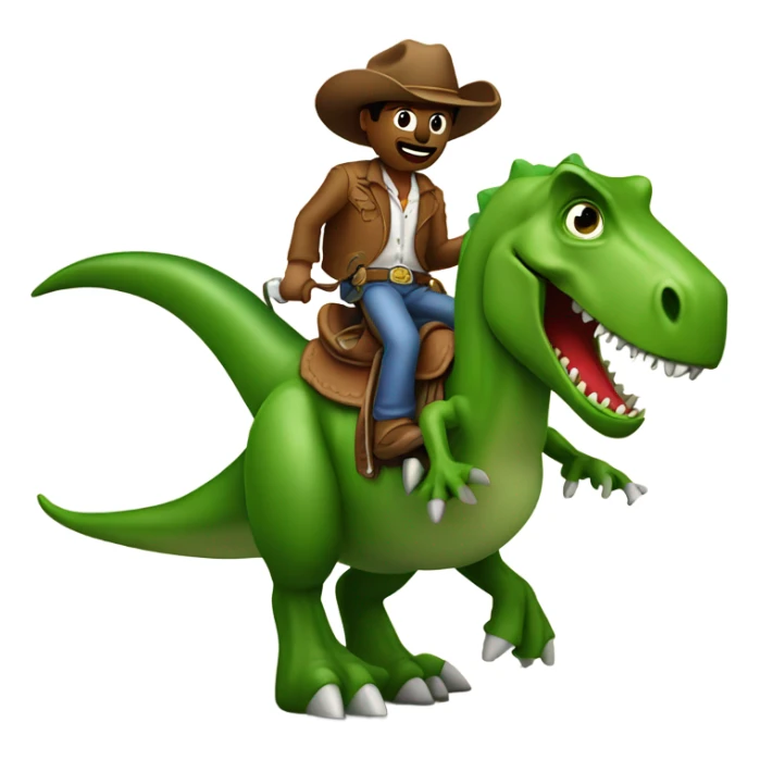 Cowboy on a dinosaur holding a green pepper  sticker