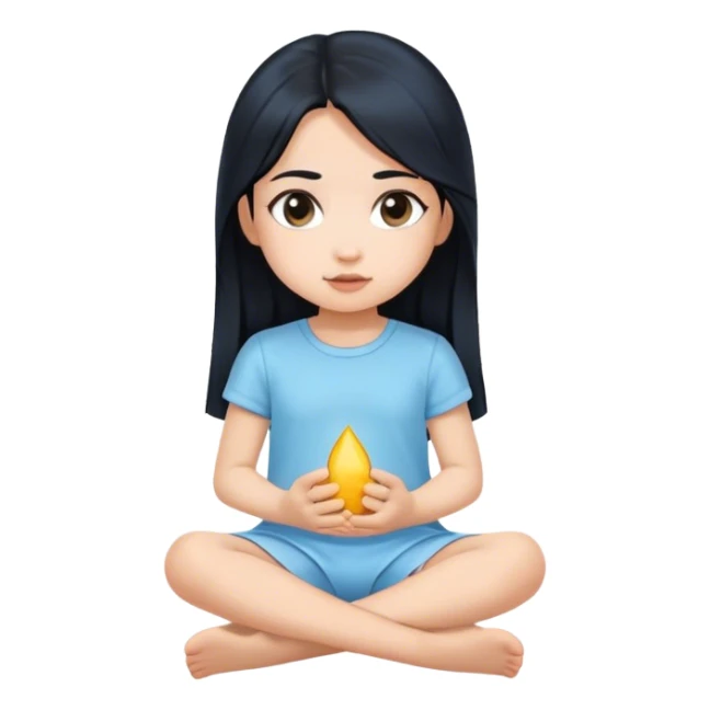 mini girl long black hair light blue outfit sitting down sticker