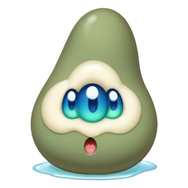 Un caca de couleur vert avec des yeux bleu sticker