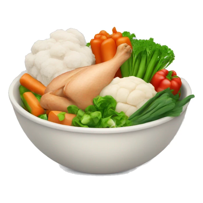 Bowl with vegetables and chicken sticker