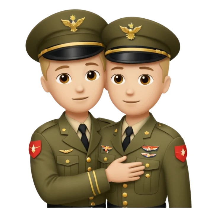 dos soldados dando es un abrazo de solidaridad de fraternidad sticker