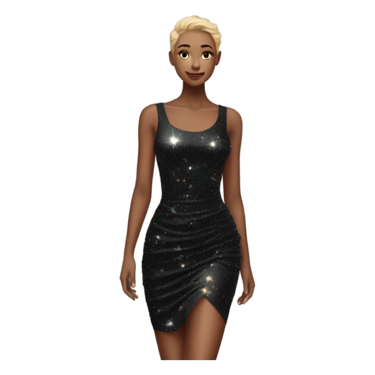 sparkly short black bodycon dress floating in the air sticker
