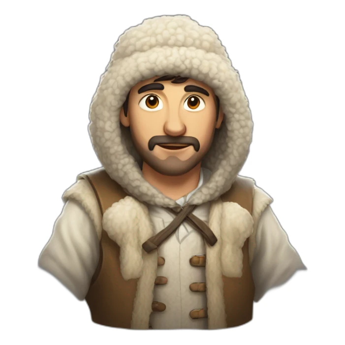 draw a Lezgin in national clothes with a sheep's hat sticker