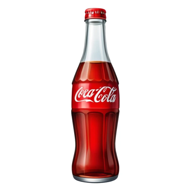 classic curved Coca-Cola style glass bottle with red liquid inside sticker