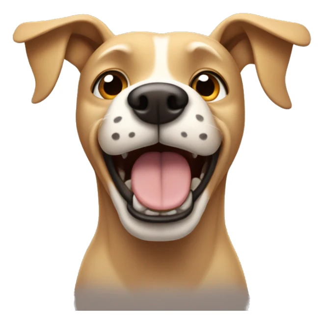 Tan cartoon dog with rectangular white shout, round eyes, and bushy eyebrows  sticker