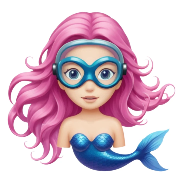 Mermaid wearing a light pink snorkel mask sticker