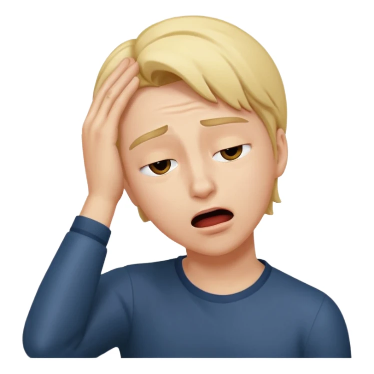 character swooning with hand on head mouth open fainting dramatically theatrical sticker