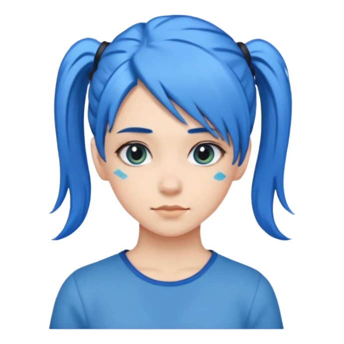 chica con pelo azul colita de costado sticker