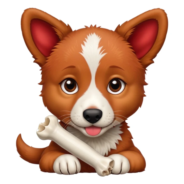 Red heeler puppy with bone in mouth sticker