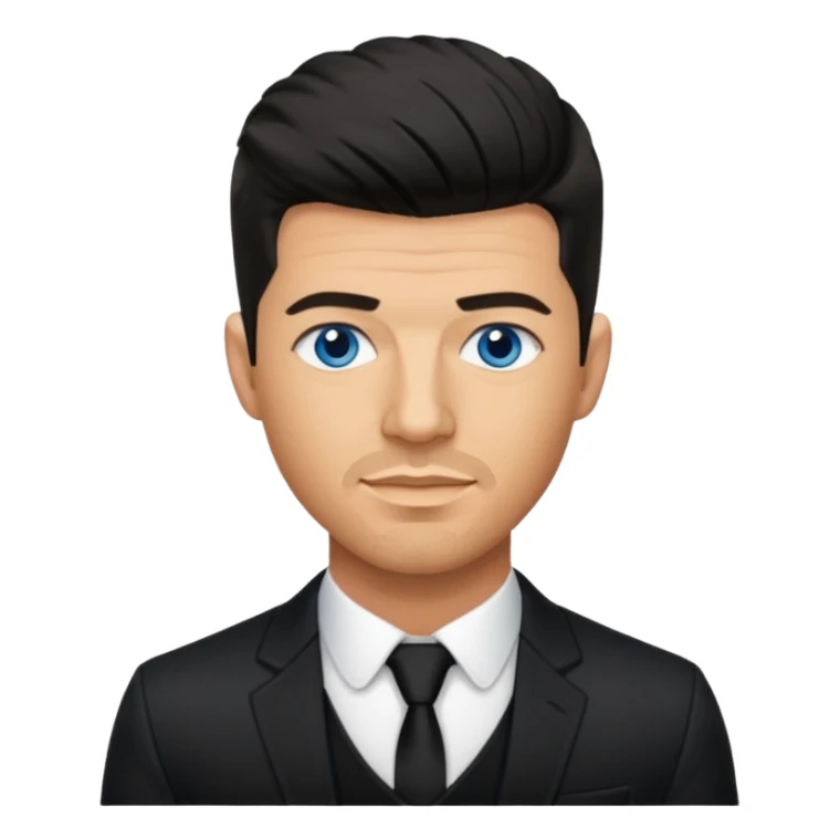 Robin Thicke with blue eyes, black hair, black outfit sticker